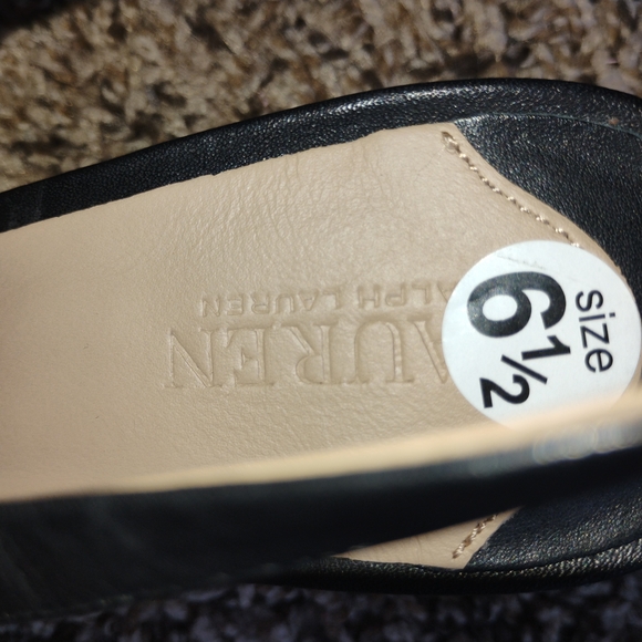 NWOB Lauren Ralph Lauren Lolah Black Leather 6.5 B , Slingback Kitten Heel - Picture 6 of 6